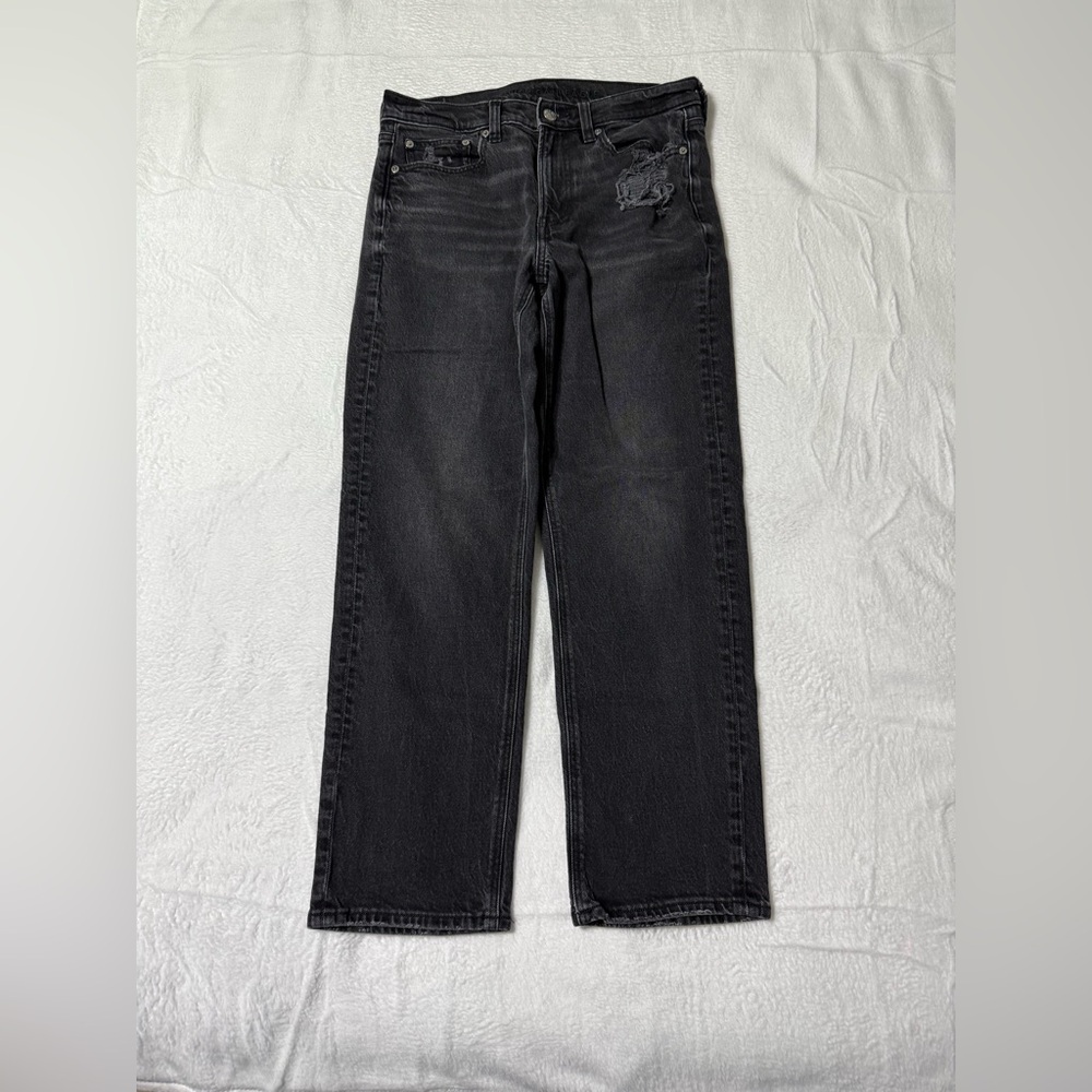 American Eagle Outfitters Black Cropped Straight Jeans